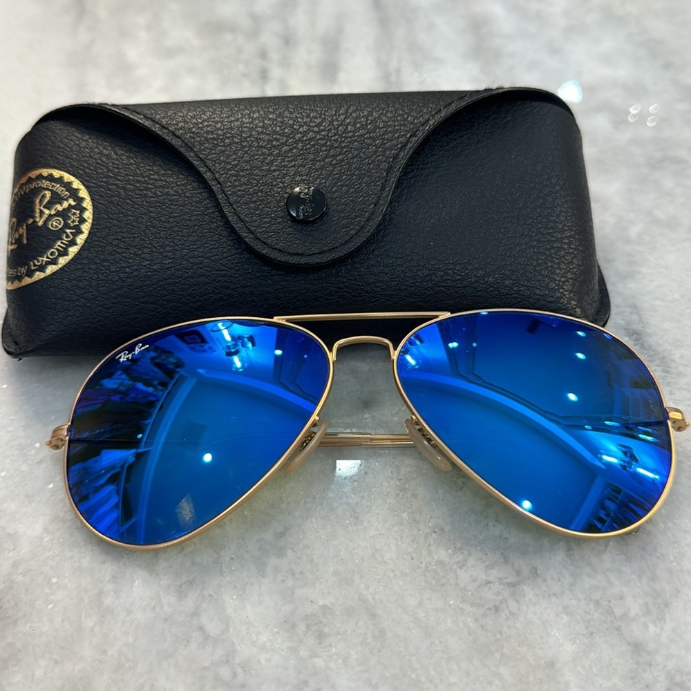 Preloved blue lenses gold frame Ray-Ban